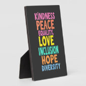 Plaque Photo Kindness Peace Equality Love Inclusion Hope Divers (Côté)