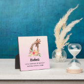 Plaque Photo Kindness Saying with Cute Giraffe Maman & Baby (Insitu)