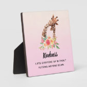 Plaque Photo Kindness Saying with Cute Giraffe Maman & Baby (Recto)