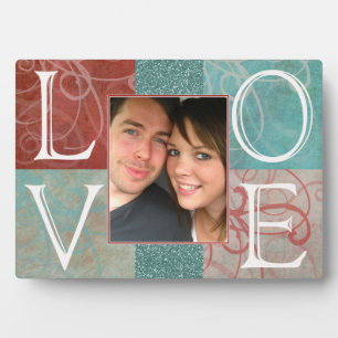 Plaque Photo L O V E Carrés - Photo personnalisée