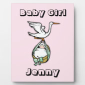 Plaque Photo La cigogne porte une petite fille (Devant)