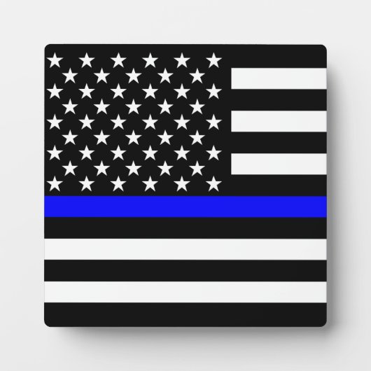 Plaque Photo La Décor À Drapeau Américain De Ligne Bleue Mince (Devant)