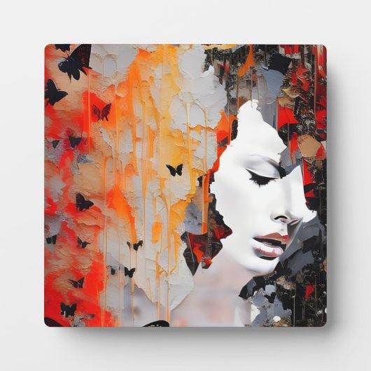 Plaque Photo La femme et les papillons (Devant)