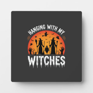 Plaque Photo La fête d'Halloween avec mes sorcières lune vintag
