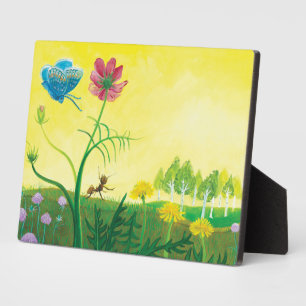 Plaque Photo La fourmi et le papillon sur la prairie fleur sauv