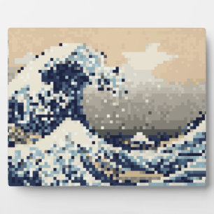 Plaque Photo La Grande vague au large de Kanagawa 8 bits Pixel 