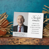 Plaque Photo La Lumière Reste Poème Funéraire Avec Photo (Côté)