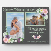 Plaque Photo La maman la plus aimée à être - Floral Grey & Gree (Devant)