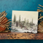 Plaque Photo La Perouse à Port Francesci (gravure sur couleur) (Côté)