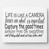 Plaque Photo La vie est comme une caméra (Devant)