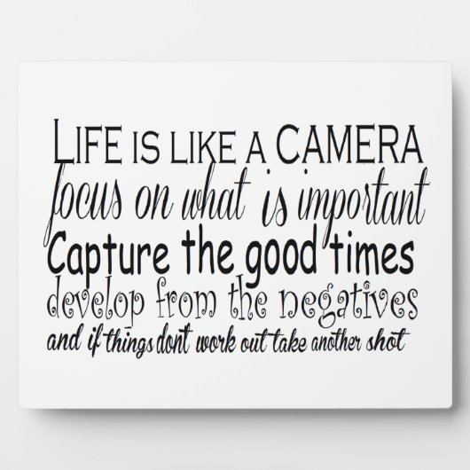 Plaque Photo La vie est comme une caméra (Devant)