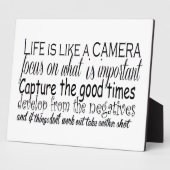 Plaque Photo La vie est comme une caméra (Côté)