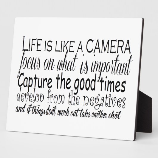 Plaque Photo La vie est comme une caméra (Côté)