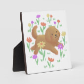 Plaque Photo Labradoodle avec fleurs Illustration (Recto)