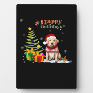 Plaque Photo Labrador Retriever Chien de Noël Joyeuses Fêtes Sa