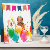 Plaque Photo Labrador Retriever Dog Balloons Anniversaire (Côté)