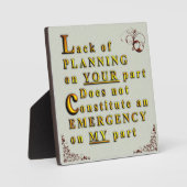 Plaque Photo Lack of Planning (Recto)