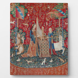 Plaque Photo Lady and Unicorn Medieval Tapestry Hearing
