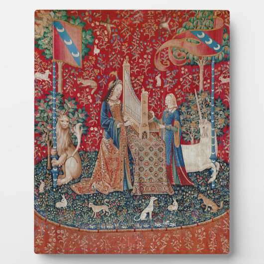 Plaque Photo Lady and Unicorn Medieval Tapestry Hearing (Devant)