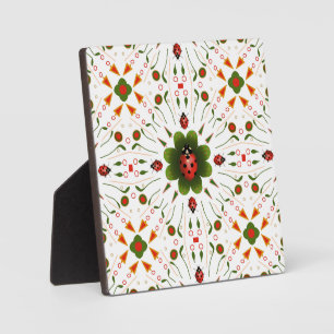 Plaque Photo Ladybug rouge, vert et blanc