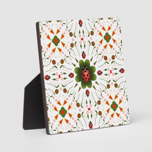 Plaque Photo Ladybug rouge, vert et blanc (Recto)