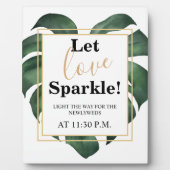 Plaque Photo Laisser l'amour Sparkle Feuille signe mariage Tabl (Devant)