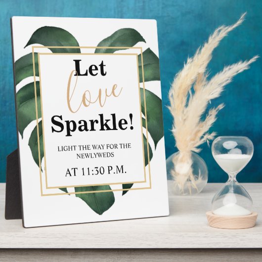 Plaque Photo Laisser l'amour Sparkle Feuille signe mariage Tabl (Côté)
