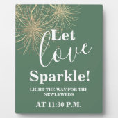 Plaque Photo Laisser l'amour Sparkle Green mariage signer table (Devant)