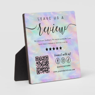 Plaque Photo Laissez-Nous Un Avis Iridescente Opal Stylish Qr C