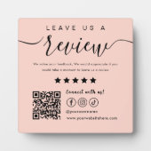 Plaque Photo Laissons-nous un avis Social Media Qr Code Blush r (Devant)