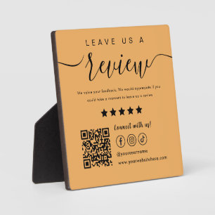 Plaque Photo Laissons-nous un avis Social Media Qr Code Logo Or