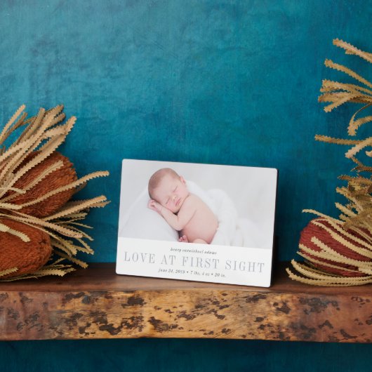 Plaque Photo L'amour à la première vue bébé photo (Côté)