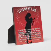 Plaque Photo L'Amour De Ma Vie (Recto)