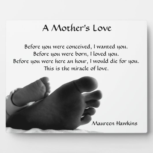 Plaque Photo L'amour d'une mère (Devant)