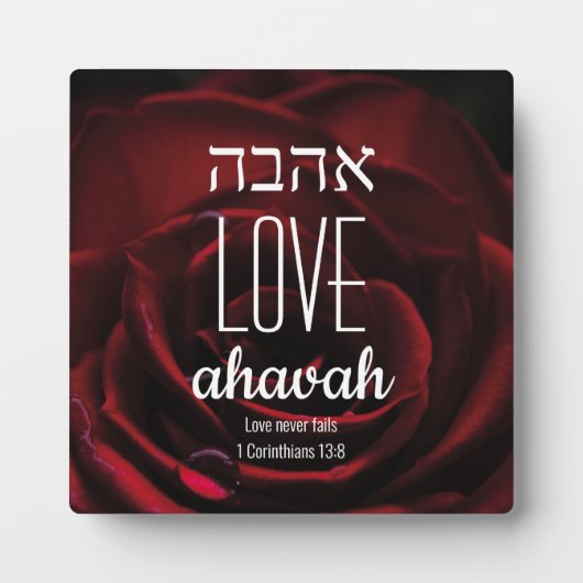 Plaque Photo L'AMOUR N'ÉCHEC JAMAIS Hébreu Ahavah Écriture Pers (Devant)