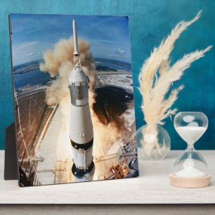 Plaque Photo Lancement de la fusée Apollo Saturn V à Moon 1969