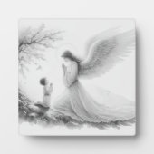 Plaque Photo L'ange gardien prie avec l'enfant (Devant)