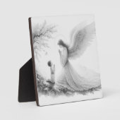 Plaque Photo L'ange gardien prie avec l'enfant (Recto)