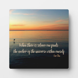 Plaque Photo Lao Tzu Silence Citation et Beach Sunrise