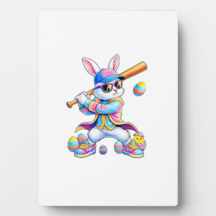 Plaque Photo Lapin de baseball tie dye drôle Pâques lapin homme