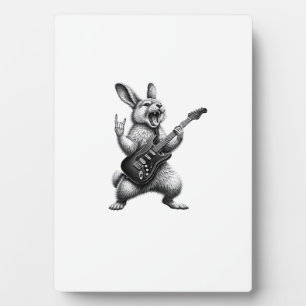 Plaque Photo Lapin Jouant de la Guitare Rock Star Amateur de La