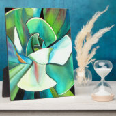 Plaque Photo L'aquarelle du désert bleu et vert Succulent (Côté)