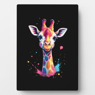 Plaque Photo L'art animalier africain La girafe colorée pour dr