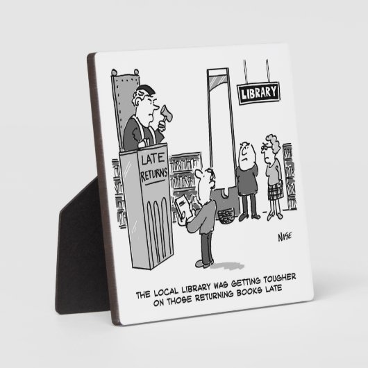 Plaque Photo Late Library Book. Peine sévère. Drôle (Recto)