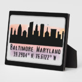 Plaque Photo Latitude et longitude de Baltimore Skyline (Côté)