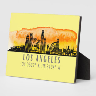 Plaque Photo Latitude et longitude de Los Angeles Skyline