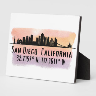 Plaque Photo Latitude et longitude de San Diego City Skyline
