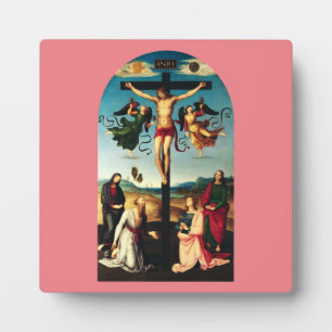 Plaque Photo Le Christ crucifié avec la Vierge Marie