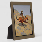 Plaque Photo Le cowboy par Frederic Remington (Côté)