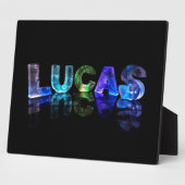 Plaque Photo Le nom Lucas en lumières 3D (photo) (Côté)